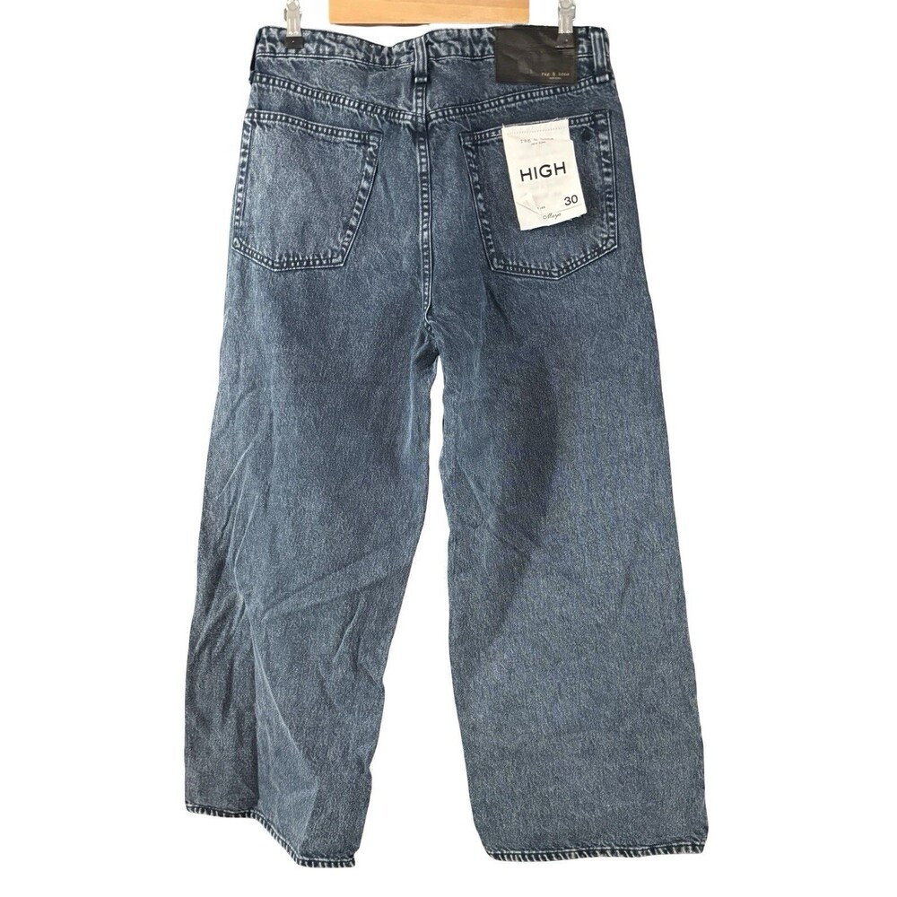 Rag & Bone Maya High Waist Wide Leg Ankle Blue Button Fly Jean Women Size 30 NWT - Picture 9 of 9